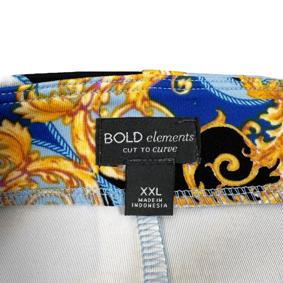 Bold Elements Baroque Skirt Womens XXL 2XL Mosaic Gold Cut To Curve Blue Scroll - Picture 9 of 9